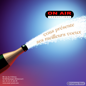 Carte de voeux 2006 ''Champagne'' pour On Air Productions, verso
